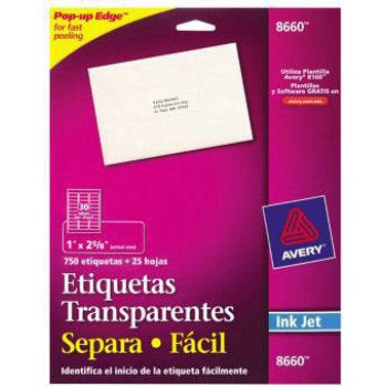 Etiqueta Transparente 2 x 4 INK 1 X 2 5 6 (2.5 X 6.7CM) - 8660