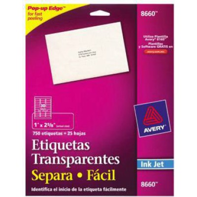 Etiqueta Transparente 2 x 4 INK 1 X 2 5 6 (2.5 X 6.7CM) - 8660