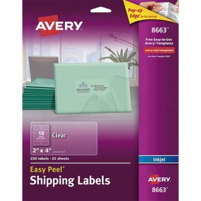Etiquetas Avery 8663 - 2" x 4" - Para Impresión Inkjet - 250 Etiquetas - 8663