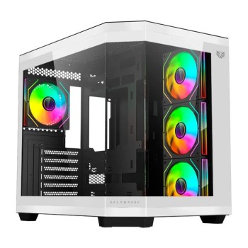 Gabinete Gamer Balam Rush Tank Master 9600 TB - Media Torre - ATX/Micro ATX/Mini ITX - 4x Ventiladores - Panel Lateral - Blanco con Negro - BR-938693
