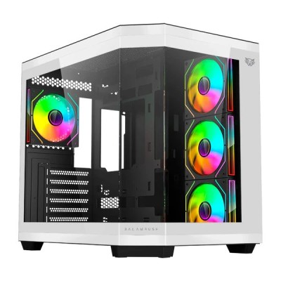 Gabinete Gamer Balam Rush Tank Master 9600 TB - Media Torre - ATX/Micro ATX/Mini ITX - 4x Ventiladores - Panel Lateral - Blanco con Negro - BR-938693