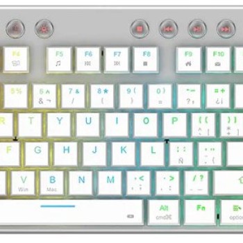 Teclado Gamer Balam Rush Dominate Expert GK959 Inalámbrico Blanco RGB Switch Café