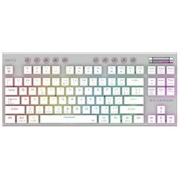 Teclado Gamer Balam Rush Dominate Expert GK959 Inalámbrico Blanco RGB Switch Café