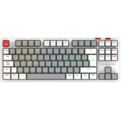Teclado Gamer Balam Rush Level Pro GK990 - Inalámbrico - Gris con Blanco - RGB - Switch Rojo - BR-940689