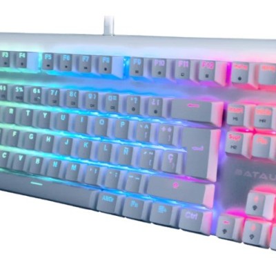 Teclado Gamer Batauro Aubrac - Alámbrico - Español - RGB - Switch Azul - Blanco - ABR-400-WBL