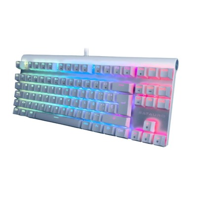 Teclado Gamer Batauro Aubrac - Alámbrico - Español - RGB - Switch Azul - Blanco - ABR-400-WBL
