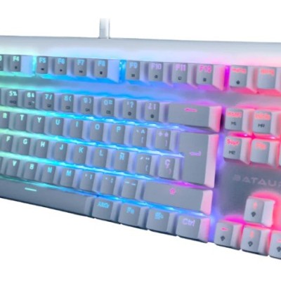 Teclado Gamer Batauro Aubrac - Alámbrico - Español - RGB - Switch Rojo - Blanco - ABR-400-WRD