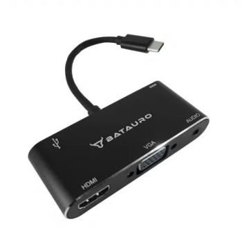Hub USB Batauro AD-60 - USB-C a HDMI / VGA / USB-A - Negro - AD-60