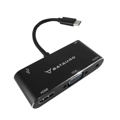 Hub USB Batauro AD-60 - USB-C a HDMI / VGA / USB-A - Negro - AD-60