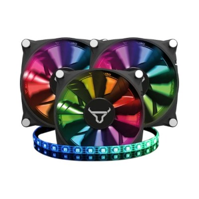 Kit de Ventiladores Batauro AIR-X-KIT - 120mm - 1900 RPM - Incluye Tira LED - ARGB - ARX-600-KIT