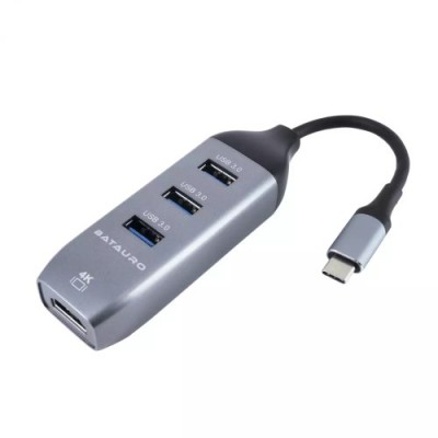 Hub USB Batauro HU-30 - USB-C a HDMI / 3x USB-A - Gris - HU-30