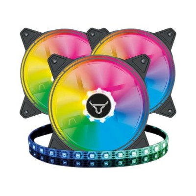 Kit de Ventiladores Batauro KRONE KIT - 120mm - 1100 RPM - Incluye Tira LED - ARGB - KRN-700-KIT