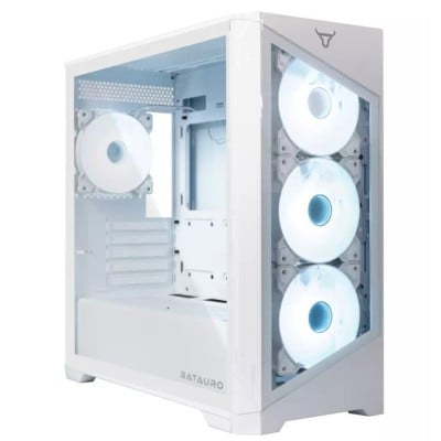 Gabinete Gamer Batauro Meteor - Torre - Micro ATX / Mini-ATX - 4 Ventiladores - Panel Lateral - Blanco - MTR-600-WH