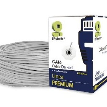 Bobina de Cable de Red BRobotix Cat6 100M 23 AWG Gris Modelo 065810