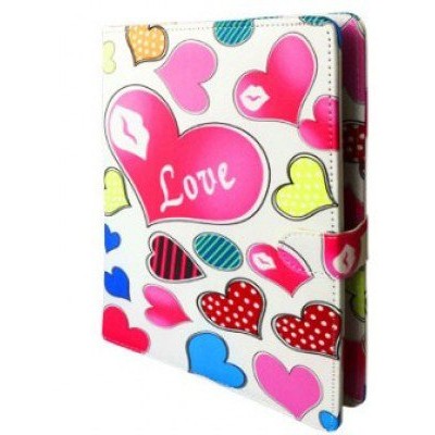Funda para Tableta BRobotix 102760H - 10" - Universal - Teclado - Pluma - White Hearts - 102760H