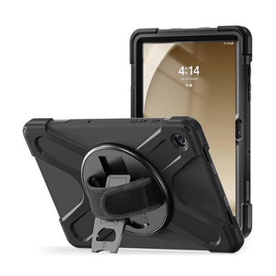 Funda BRobotix 6006580 - Para Galaxy A9+ - Uso Rudo - Con Correa y Giro 360° - Negro - 6006580