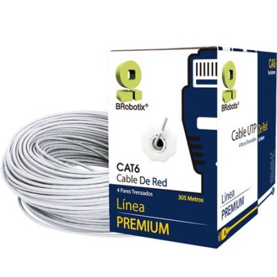 Bobina BRobotix 6006801 - Cat6 - UTP - 305m - 23AWG - Blanco - 6006801