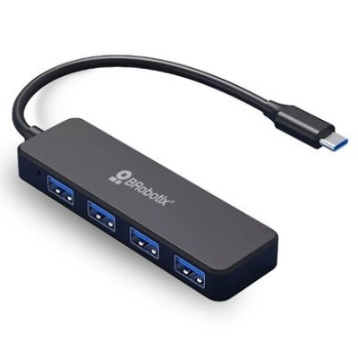 HUB USB BRobotix 6007501 - 4 USB - Negro - 6007501