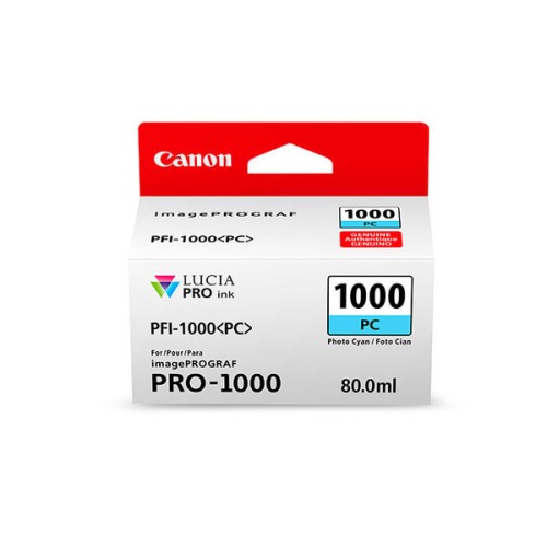 Tinta Canon PFI-1000 PC Cian Fotográfico 80ml - Modelo 0550C003AA
