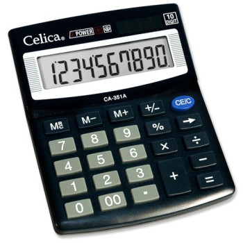 Calculadora de Semi Escritorio Celica CA-351A - 10 Dígitos - Negro - CA-351A