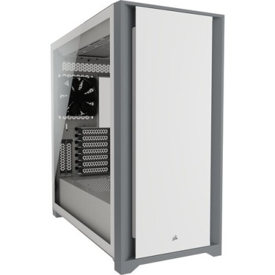 Gabinete Gamer Corsair 5000D Tempered Glass - Media Torre - 2 Ventiladores - Panel Lateral - Blanco - CC-9011209-WW