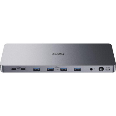 Docking Station USB-C Cudy CS700 - Dual 4K, 10Gbps, 2x USB-C, 4x USB-A, Gris - CS700