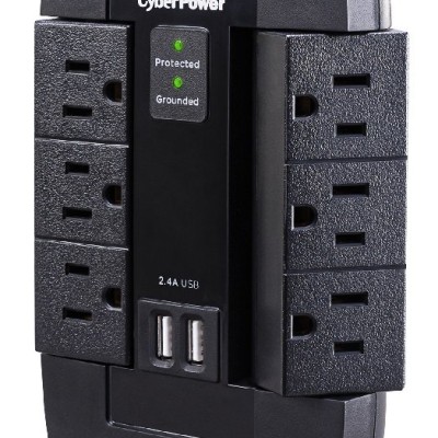 Supresor de Picos CyberPower - 6 Contactos - 2x USB - 1200 Joules - P600WSURC1