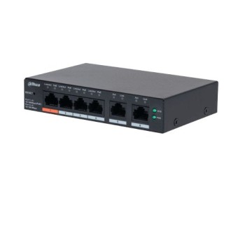Switch Dahua Gestionable 6 Puertos - 4 PoE + 2 UpLink Fast Ethernet - Modelo DH-CS4006-4ET2ET-60