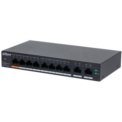 Switch Dahua CS4010-8ET-60 - Gigabit Ethernet - 8 Puertos PoE+ - 2 Uplink - Gestionado - DH-CS4010-8ET-60