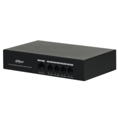 Switch Dahua DH-PFS3005-4ET-36 - Fast Ethernet - 4 Puertos PoE - No administrable - DH-PFS3005-4ET-36