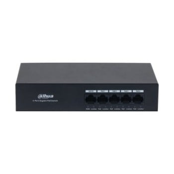 Switch Dahua PFS3005-4GT-36 - Gigabit Ethernet - 4 Puertos PoE+ - 1 Uplink - No Gestionado - DH-PFS3005-4GT-36