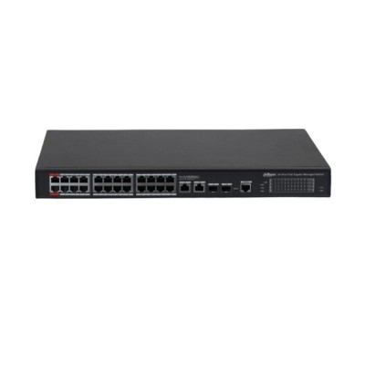 Switch Dahua DH-S4228-24GT-240 - Gigabit Ethernet - 26 Puertos - Soporta 24 PoE++ - 2 Puertos SFP - Administrable - DH-S4228-24GT-240