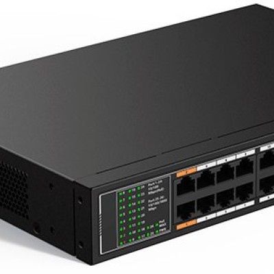 Switch Dahua SF1026LP - Fast Ethernet - 24 Puertos PoE+ - 2 Uplink - No Gestionado - DH-SF1026LP