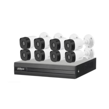 Kit de Vigilancia Dahua DVR 8 Canales con 8 Cámaras Bala Modelo DH-XVR1B08-I-KIT3
