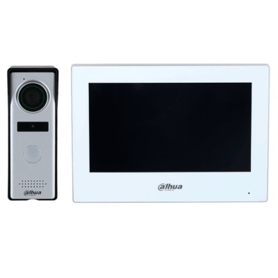 Kit de Videoportero Hibrido Dahua DHI-KTH01 - Frente de Calle Analógico - Monitor DHI-VTH2624GW-WP - DHI-KTH01