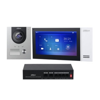 Kit de Videoportero Dahua KTP01L - Monitor - 7" - Frente de Calle - 2MP - Switch - 5 Puertos - DHI-KTP01L(S)