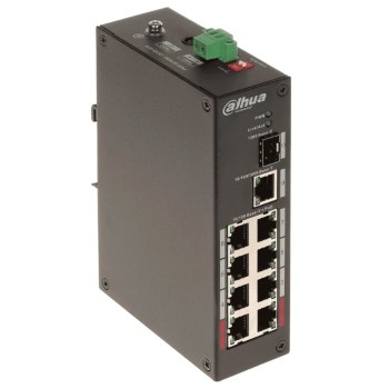 Switch Dahua PFS3110-8ET-96PAQFIB - 8 Puertos - PoE - 1 SFP - Incluye Transceptores de Fibra y Jumper de 2M - PFS3110-8ET-96PAQFIB