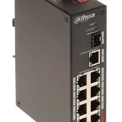 Switch Dahua PFS3110-8ET-96PAQFIB - 8 Puertos - PoE - 1 SFP - Incluye Transceptores de Fibra y Jumper de 2M - PFS3110-8ET-96PAQFIB