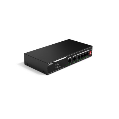 Switch Dahua SF1006LP - Fast Ethernet - 4 Puertos PoE+ - 2 Uplink - No Gestionado - DH-SF1006LP