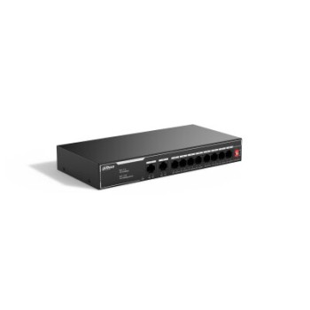 Switch Dahua SF1010LP - Fast Ethernet - 8 Puertos PoE+ - 2 Uplink - No Gestionado - DH-SF1010LP