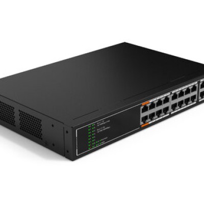 Switch Dahua SF1018LP - Fast Ethernet - 16 Puertos PoE+ - 2 Uplink - No Gestionado - DH-SF1018LP