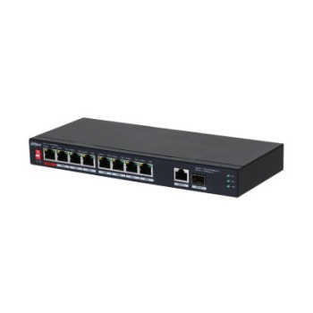 Switch Dahua PFS3110-8ET1GT1GF-96 - Fast Ethernet - 8 Puertos PoE++ - 1 Uplink - 1 SFP - No Gestionado - DH-PFS3110-8ET1GT1GF-96
