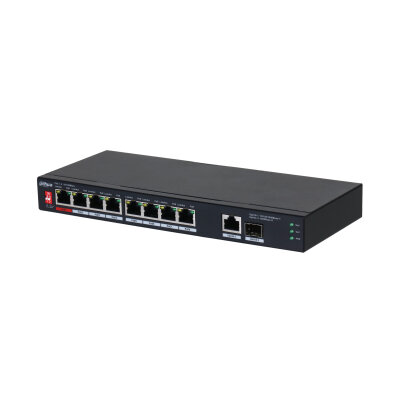 Switch Dahua PFS3110-8ET1GT1GF-96 - Fast Ethernet - 8 Puertos PoE++ - 1 Uplink - 1 SFP - No Gestionado - DH-PFS3110-8ET1GT1GF-96