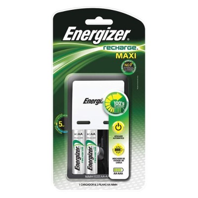 Cargador Energizer CHVCM3 - Hasta 4 Pilas - AA y AAA - Con 2 Pilas AA - CARENECHVCM