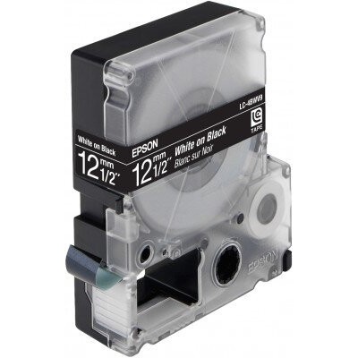 Cinta Epson LK-4BWV - Texto Blanco sobre Fondo Negro - 12mm x 9mts. - LK-4BWV