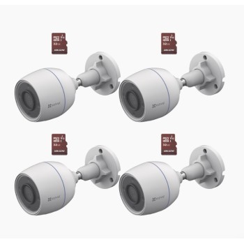 Kit 4 Cámaras de Seguridad EZVIZ IP 2MP Wi-Fi con 4 Memorias MicroSD 32GB Modelo CS-H3C/KM4
