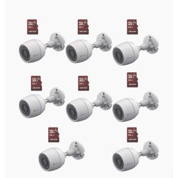 Kit 8 Cámaras IP EZVIZ CS-H3C 2MP con Wi-Fi y 8 Memorias MicroSD 32GB