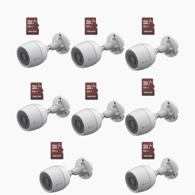 Kit 8x Cámaras IP Ezviz CS-H3C - 2MP - Lente 4mm - Wi-Fi + 8 Memorias Hiksemi MicroSD HS-TF-E1/32G - 32GB - CS-H3C/KM8