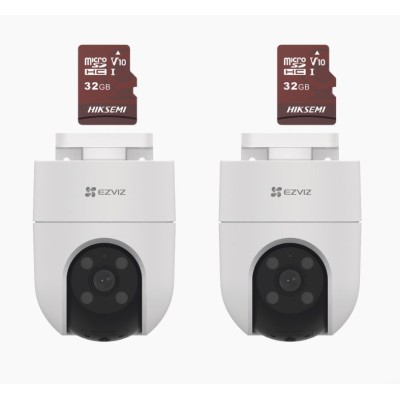 Kit 2x Cámaras IP Ezviz CS-H8C - 2MP - Lente 4mm - IR 30M - Wi-Fi + 2 Memorias Hiksemi MicroSD HS-TF-E1/32G - 32GB - CS-H8C/KM2