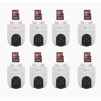 Kit 8 Cámaras IP EZVIZ CS-H8C 2MP con Lente 4mm y 8 Memorias MicroSD 32GB